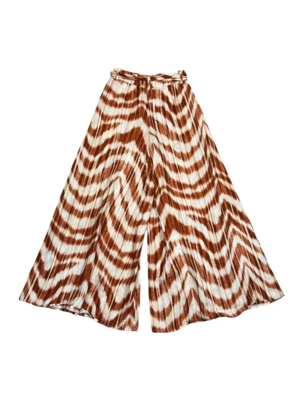 Banana Republic Meridian Linen Pants Womens Size 2 Zebra Print Ultra Wide Leg Ti